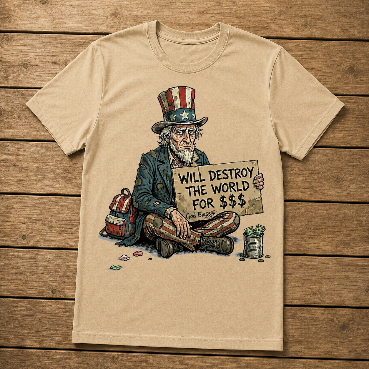 Will destroy the world for $$$ - unisex softstyle T-Shirt